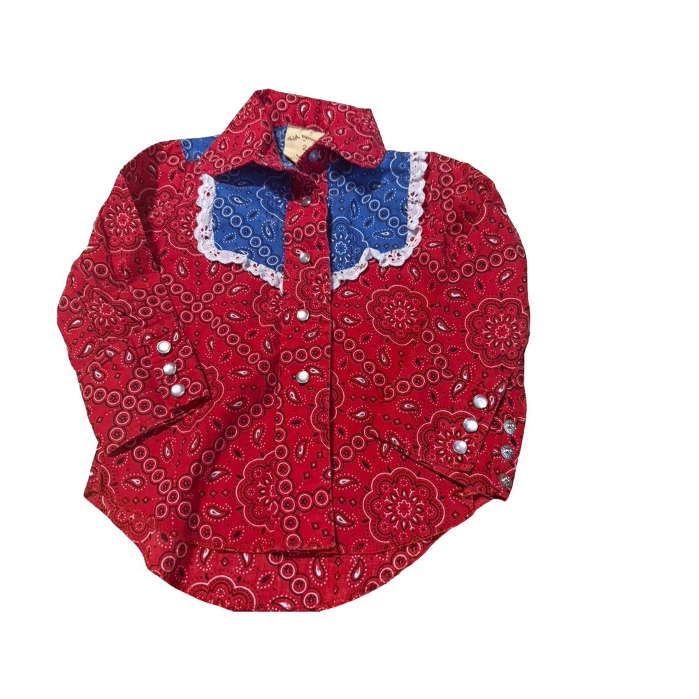 Vintage Kid Kounrty western bandana pearl‎ snap shirt sz 2